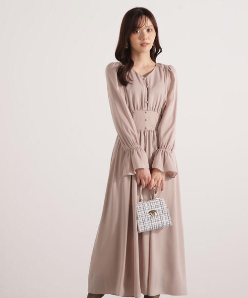 PROPORTION BODY DRESSING(プロポーションボディドレッシング)の「クルミ釦付きギャザーワンピース / 1215240110(ワンピース・レディース・ベージュ/ピンク/ブラック系その他・MEDIUM/P/S/SMALL)」の15枚目の写真