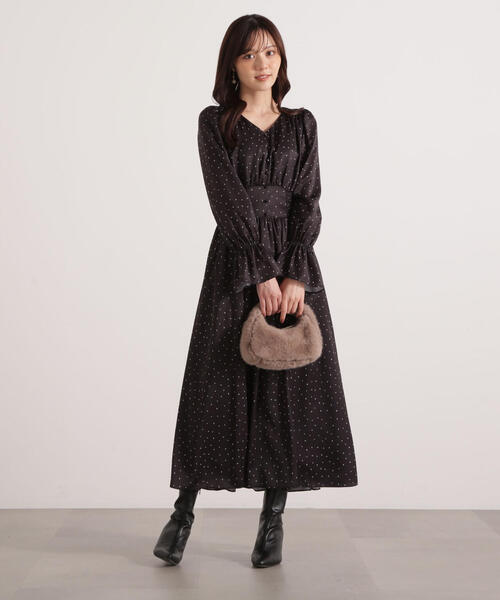 セール】クルミ釦付きギャザーワンピース / 1215240110（ワンピース