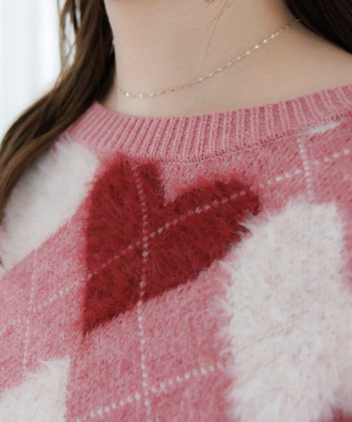 flower（フラワー）の「ハートアーガイルニット（ニット/セーター・レディース・レッド/グレー・FREE）」の16枚目の写真