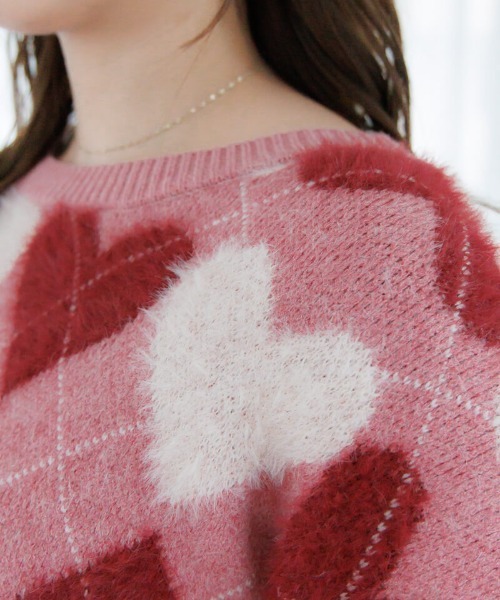 flower（フラワー）の「ハートアーガイルニット（ニット/セーター・レディース・レッド/グレー・FREE）」の17枚目の写真