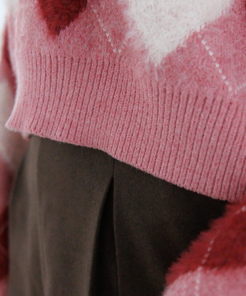 flower（フラワー）の「ハートアーガイルニット（ニット/セーター・レディース・レッド/グレー・FREE）」の19枚目の写真