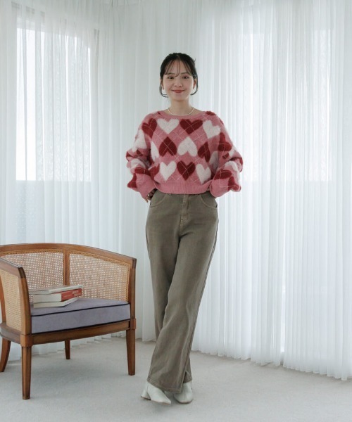 flower（フラワー）の「ハートアーガイルニット（ニット/セーター・レディース・レッド/グレー・FREE）」の20枚目の写真