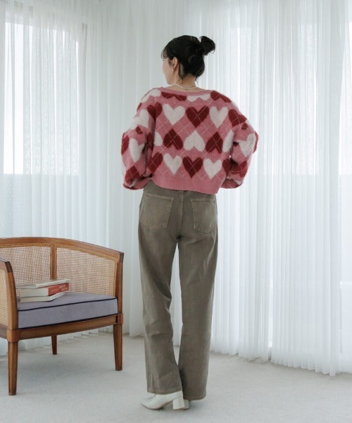 flower（フラワー）の「ハートアーガイルニット（ニット/セーター・レディース・レッド/グレー・FREE）」の22枚目の写真