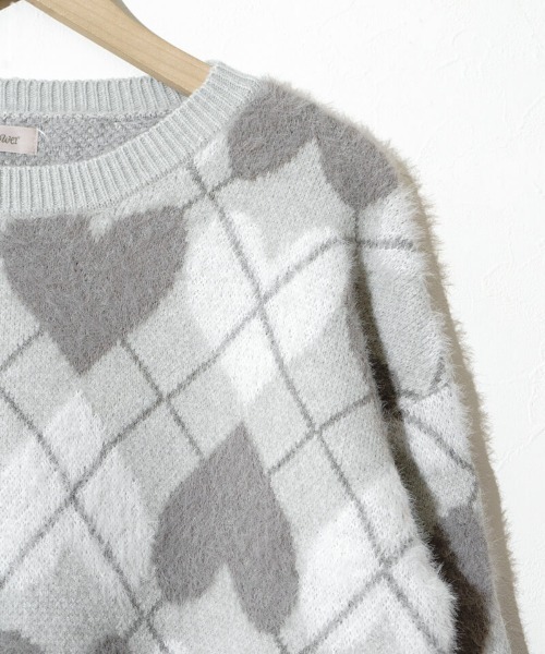 flower（フラワー）の「ハートアーガイルニット（ニット/セーター・レディース・レッド/グレー・FREE）」の4枚目の写真