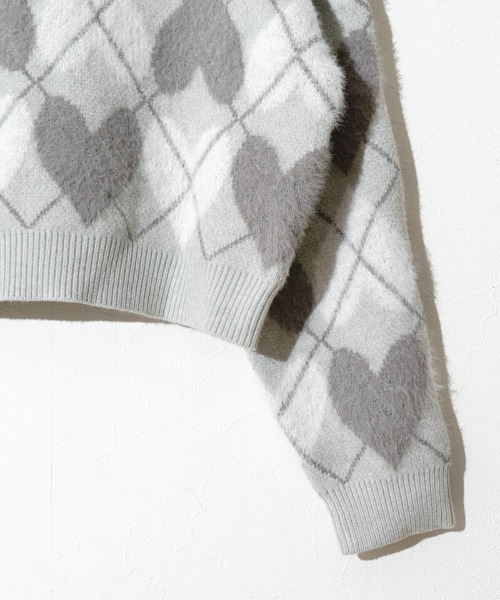 flower（フラワー）の「ハートアーガイルニット（ニット/セーター・レディース・レッド/グレー・FREE）」の5枚目の写真