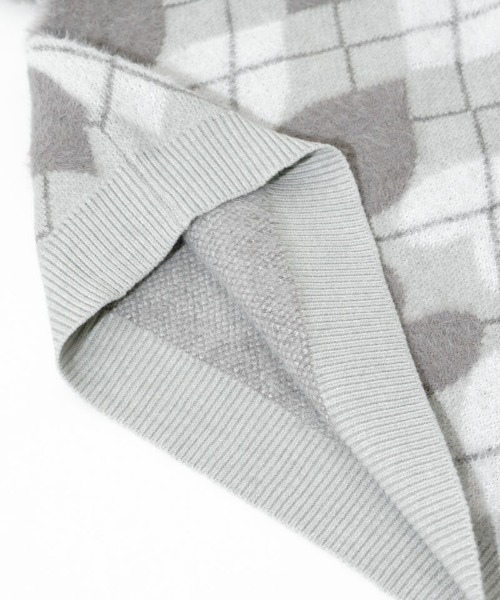 flower（フラワー）の「ハートアーガイルニット（ニット/セーター・レディース・レッド/グレー・FREE）」の6枚目の写真