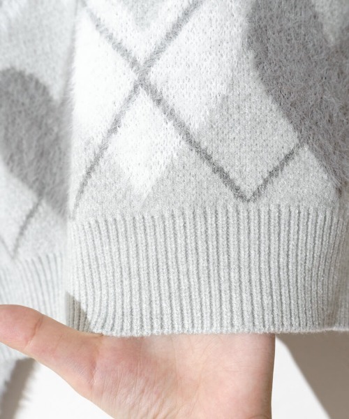 flower（フラワー）の「ハートアーガイルニット（ニット/セーター・レディース・レッド/グレー・FREE）」の7枚目の写真