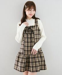 MAJESTIC LEGON | フロントリボンチェックミニジャンスカ(ジャンパースカート)