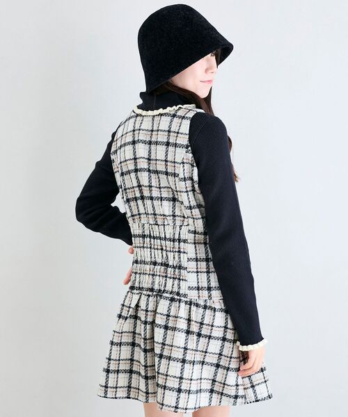 MAJESTIC LEGON(マジェスティックレゴン)の「フロントリボンチェックミニジャンスカ(ジャンパースカート・レディース・ホワイト系その他2/ブラウン系その他2・MEDIUM)」の8枚目の写真