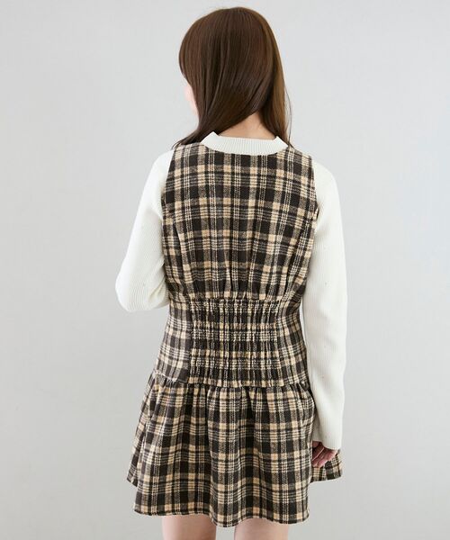 MAJESTIC LEGON(マジェスティックレゴン)の「フロントリボンチェックミニジャンスカ(ジャンパースカート・レディース・ホワイト系その他2/ブラウン系その他2・MEDIUM)」の15枚目の写真