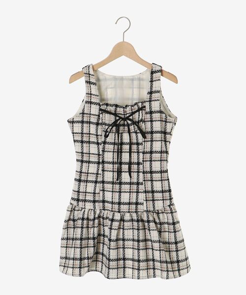 MAJESTIC LEGON(マジェスティックレゴン)の「フロントリボンチェックミニジャンスカ(ジャンパースカート・レディース・ホワイト系その他2/ブラウン系その他2・MEDIUM)」の17枚目の写真