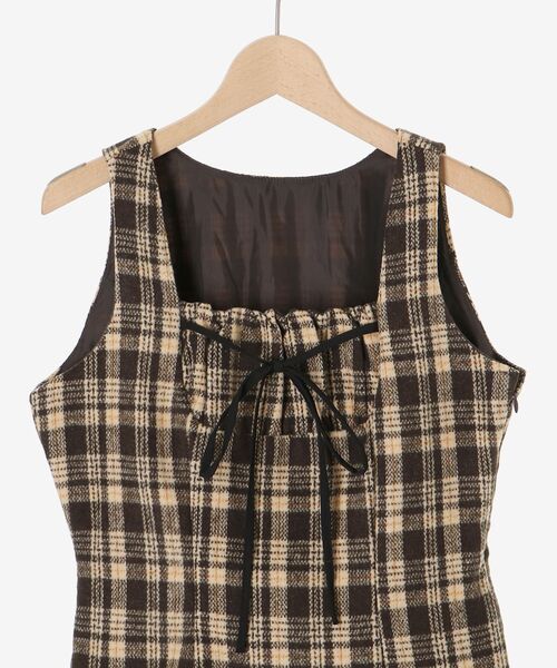 MAJESTIC LEGON(マジェスティックレゴン)の「フロントリボンチェックミニジャンスカ(ジャンパースカート・レディース・ホワイト系その他2/ブラウン系その他2・MEDIUM)」の20枚目の写真