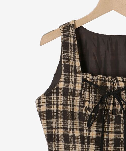 MAJESTIC LEGON(マジェスティックレゴン)の「フロントリボンチェックミニジャンスカ(ジャンパースカート・レディース・ホワイト系その他2/ブラウン系その他2・MEDIUM)」の21枚目の写真