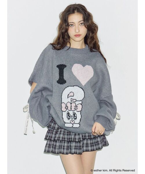 EVRIS（エヴリス）の「【Esther Bunny × EVRIS】バニージャガードニット（ニット/セーター・レディース・グレー/ホワイト・FREE）」の4枚目の写真