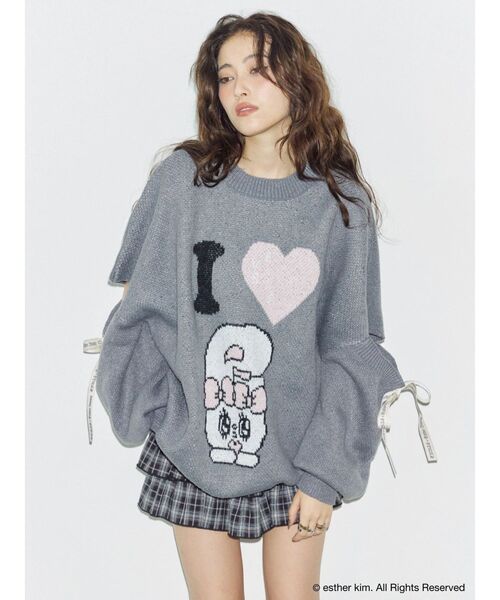 EVRIS（エヴリス）の「【Esther Bunny × EVRIS】バニージャガードニット（ニット/セーター・レディース・グレー/ホワイト・FREE）」の5枚目の写真