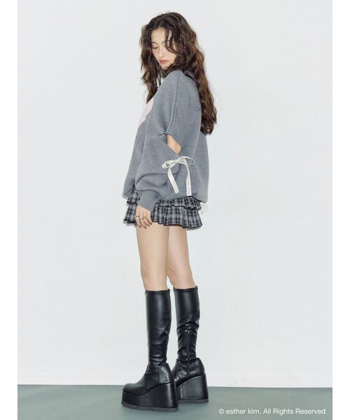 EVRIS（エヴリス）の「【Esther Bunny × EVRIS】バニージャガードニット（ニット/セーター・レディース・グレー/ホワイト・FREE）」の9枚目の写真