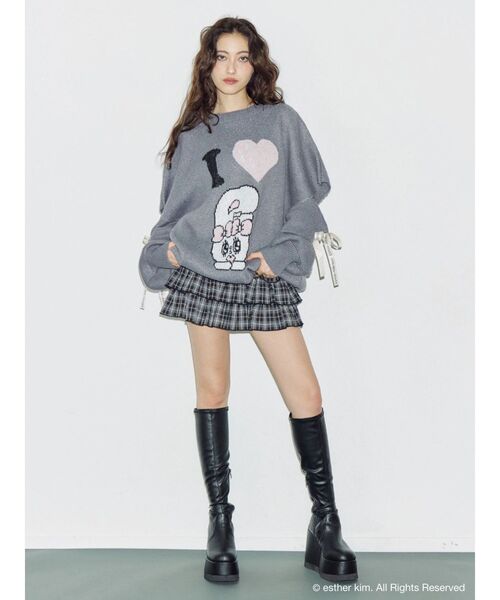 EVRIS（エヴリス）の「【Esther Bunny × EVRIS】バニージャガードニット（ニット/セーター・レディース・グレー/ホワイト・FREE）」の11枚目の写真