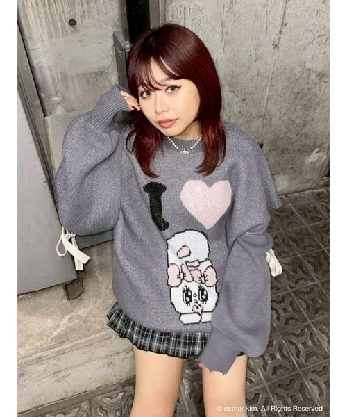 EVRIS（エヴリス）の「【Esther Bunny × EVRIS】バニージャガードニット（ニット/セーター・レディース・グレー/ホワイト・FREE）」の15枚目の写真