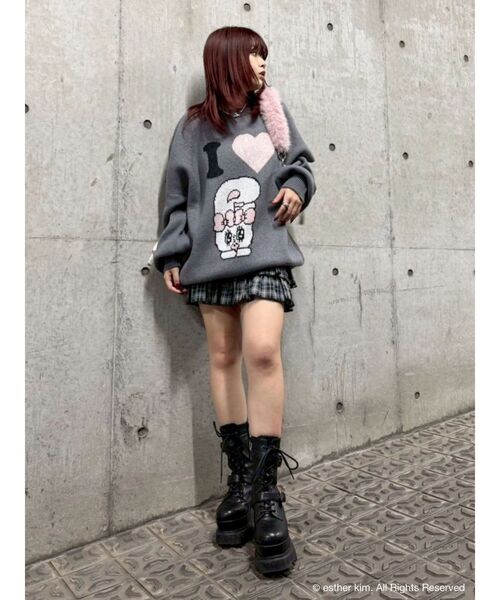 EVRIS（エヴリス）の「【Esther Bunny × EVRIS】バニージャガードニット（ニット/セーター・レディース・グレー/ホワイト・FREE）」の19枚目の写真