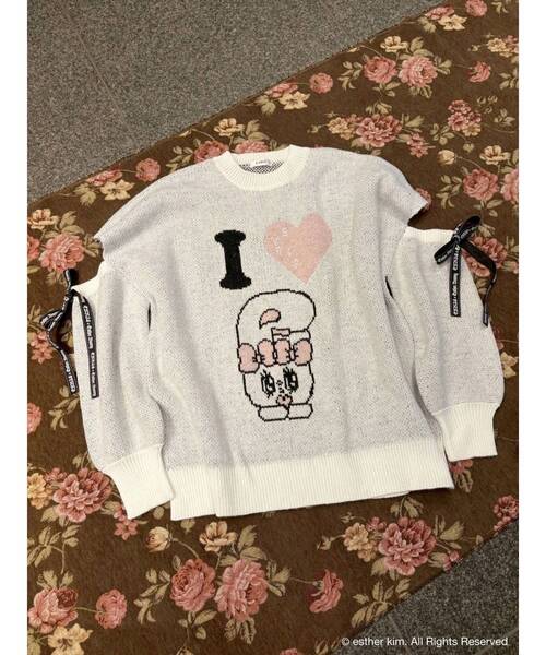 EVRIS（エヴリス）の「【Esther Bunny × EVRIS】バニージャガードニット（ニット/セーター・レディース・グレー/ホワイト・FREE）」の4枚目の写真