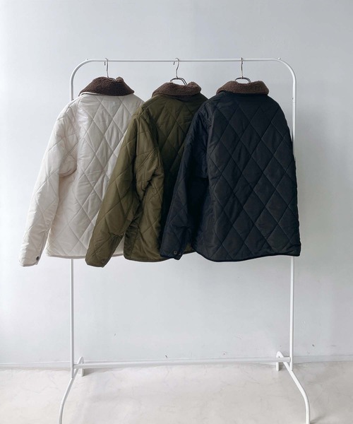 AS KNOW AS plus（アズノゥアズプラス）の「♪衿取り外し可能 2WAYキルティングジャケット（ブルゾン・レディース・ブラック/カーキ/アイボリー・FREE）」の13枚目の写真