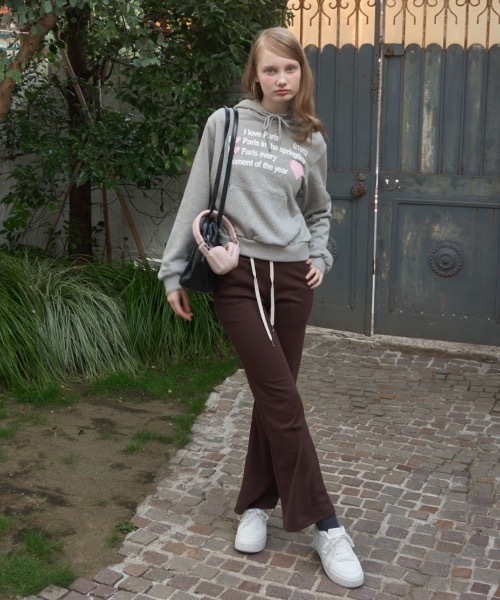 Birthday room(バースデイルーム)の「ロゴブーツカットパンツ/logo boot cut pants(スウェットパンツ・レディース・ネイビー/ブラウン・FREE)」の5枚目の写真