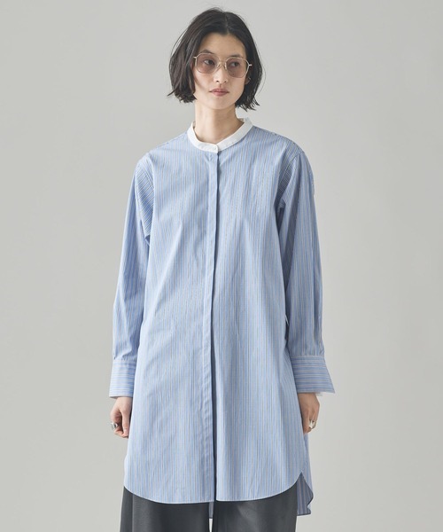 Curensology カレンソロジー ストライプロングシャツ ネイビー セール】Curensology(カレンソロジー)/＜C.S.G＞ストライプロング