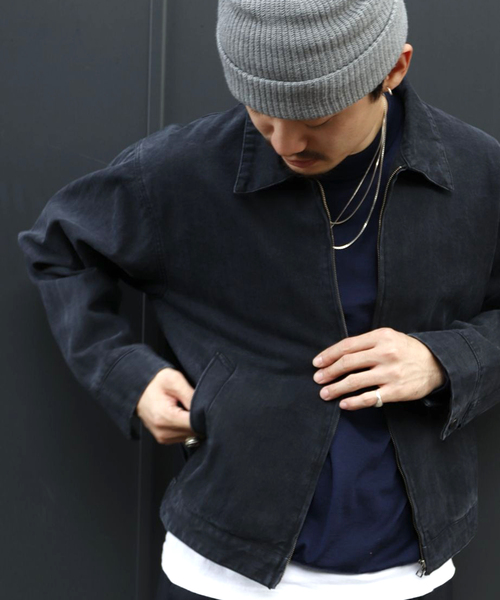 WISM(ウィズム)の「NAMELESSNESS / ネームレスネス HERRINGBONE ZIP BLOUSON(ブルゾン・メンズ・ブラック・3/2)」の6枚目の写真