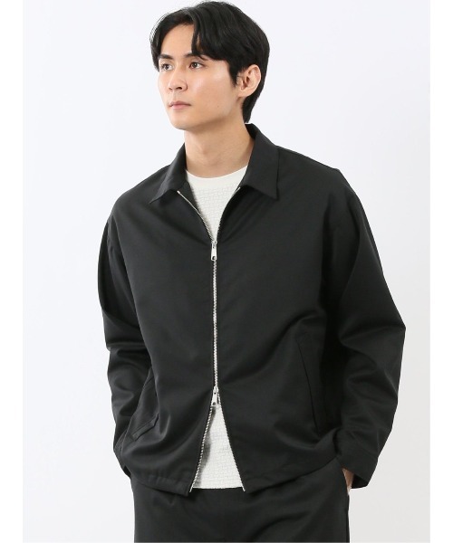 TAKA-Q(タカキュー)の「【ウール混 ストレッチ 防シワ】タカキュー NEO BASICS ハリントンジャケット(セットアップ可能)(カバーオール・メンズ・ブラック・MEDIUM/LARGE/X-LARGE)」の1枚目の写真