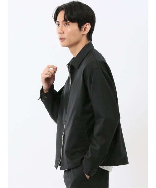 TAKA-Q(タカキュー)の「【ウール混 ストレッチ 防シワ】タカキュー NEO BASICS ハリントンジャケット(セットアップ可能)(カバーオール・メンズ・ブラック・MEDIUM/LARGE/X-LARGE)」の5枚目の写真