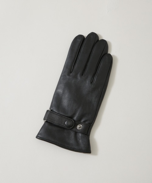 NANO universe(ナノユニバース)の「タッチパネル対応 ベルト付きラムレザーグローブ(手袋・メンズ・ブラック・FREE)」の2枚目の写真