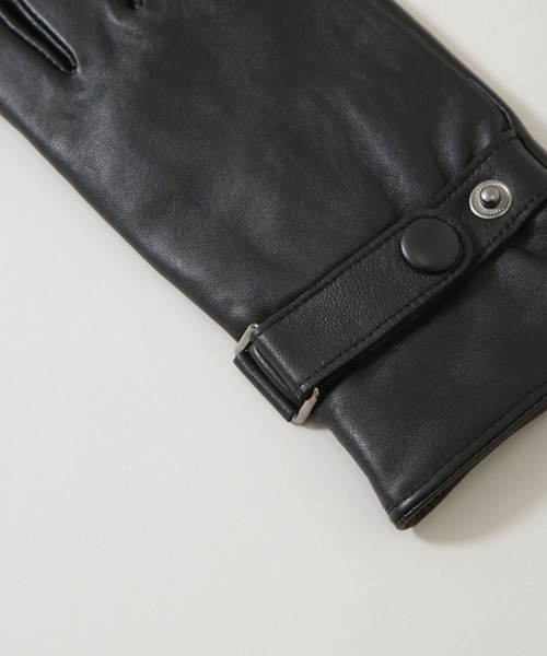 NANO universe(ナノユニバース)の「タッチパネル対応 ベルト付きラムレザーグローブ(手袋・メンズ・ブラック・FREE)」の6枚目の写真