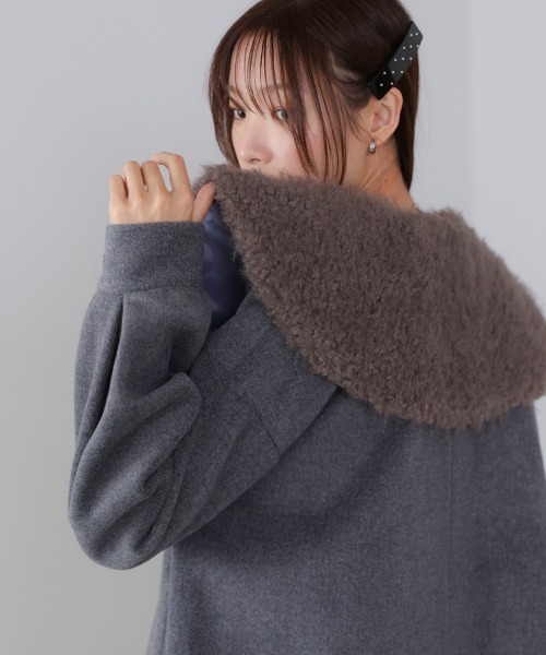 セール】2WAYビッグカラーハーフコート（ダウンジャケット/コート