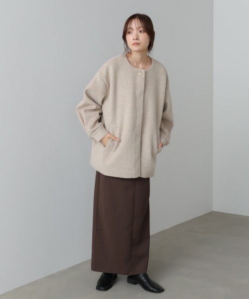 セール】2WAYビッグカラーハーフコート（ダウンジャケット/コート