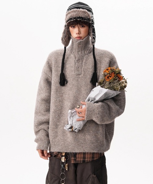 Ressaca（レサーカ）の「オーバーサイズタートルネックニット（ニット/セーター・メンズ・ブラック/グレー/ベージュ/ホワイト・M/L/XL）」の4枚目の写真