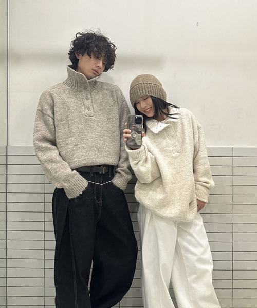 Ressaca（レサーカ）の「オーバーサイズタートルネックニット（ニット/セーター・メンズ・ブラック/グレー/ベージュ/ホワイト・M/L/XL）」の21枚目の写真