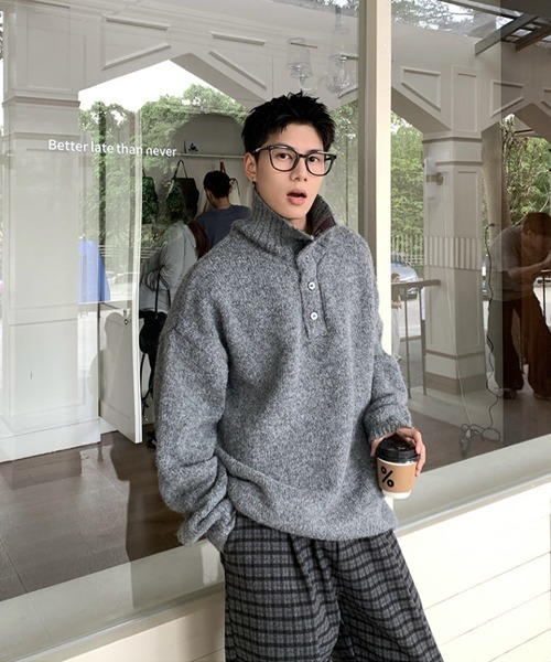 Ressaca（レサーカ）の「オーバーサイズタートルネックニット（ニット/セーター・メンズ・ブラック/グレー/ベージュ/ホワイト・M/L/XL）」の14枚目の写真