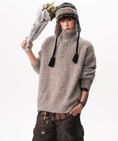 Ressaca（レサーカ）の「オーバーサイズタートルネックニット（ニット/セーター・メンズ・ブラック/グレー/ベージュ/ホワイト・M/L/XL）」の7枚目の写真