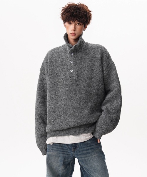 Ressaca（レサーカ）の「オーバーサイズタートルネックニット（ニット/セーター・メンズ・ブラック/グレー/ベージュ/ホワイト・M/L/XL）」の9枚目の写真