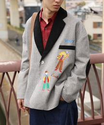 HOOK（フック）の「HOOK -original-　レトロ調人物刺繍異素材襟テーラードジャケット（テーラードジャケット）」