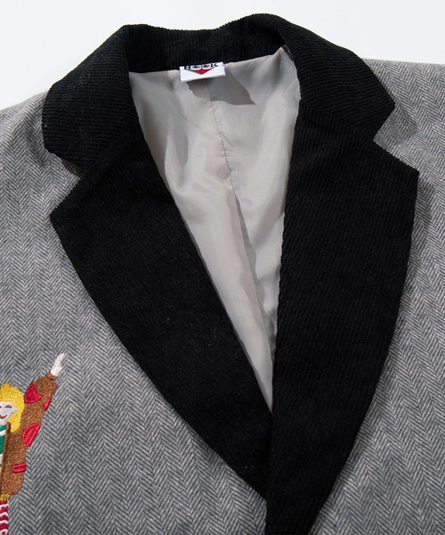 セール】HOOK -original- レトロ調人物刺繍異素材襟テーラード