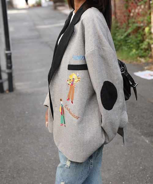 HOOK（フック）の「HOOK -original-　レトロ調人物刺繍異素材襟テーラードジャケット（テーラードジャケット・メンズ・グレー・L/M/XL）」の19枚目の写真