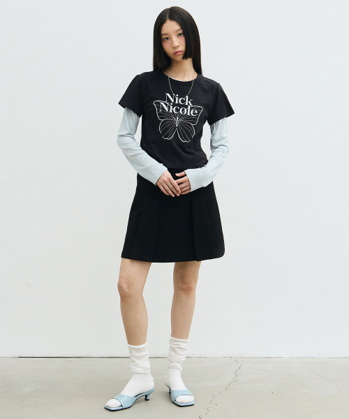 NICK&NICOLE（ニックアンドニコール）の「BUTTERFLY SIGNATURE CROP TOP_BLACK WHITE（Tシャツ/カットソー・レディース・その他・FREE）」の4枚目の写真