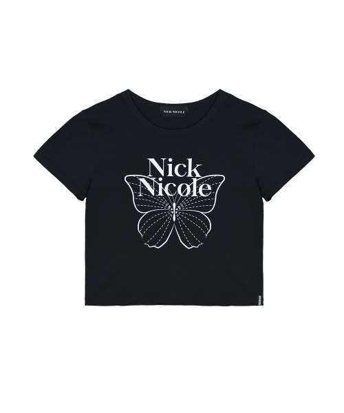 NICK&NICOLE（ニックアンドニコール）の「BUTTERFLY SIGNATURE CROP TOP_BLACK WHITE（Tシャツ/カットソー・レディース・その他・FREE）」の5枚目の写真