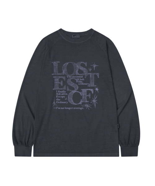 ESCAPEFROM（エスケープフロム）の「スケッチロストロゴプリントオーバーサイズピグメントロングスリーブ[4色]（Tシャツ/カットソー・レディース・ブルー/グレー/バーガンディー/ブラウン・MEDIUM）」の8枚目の写真