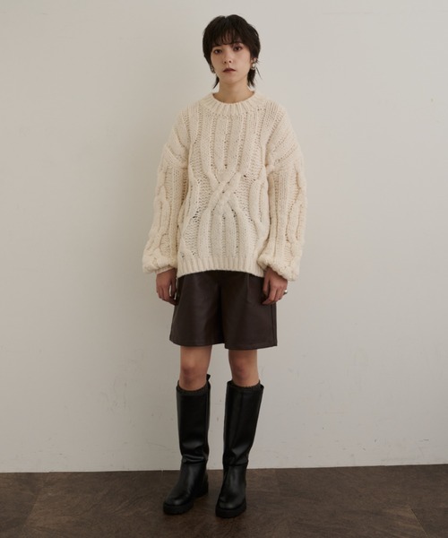 バルキーケーブルニットプルオーバー（ニット/セーター）｜DFFUR