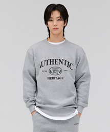 共用エッセンシャルアーチレタリング裏起毛スウェットTシャツ-グレー