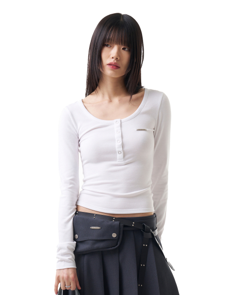 Button Fitted Top (White)