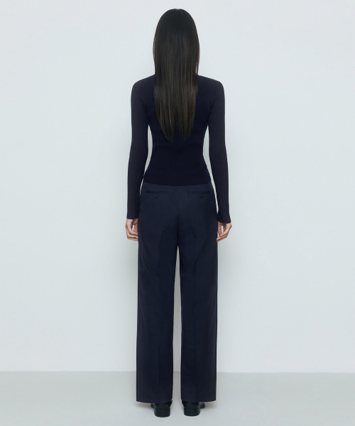 MUSINSA STANDARD WOMAN（ムシンサスタンダードウーマン）の「ウィメンズワイドヒドゥンバンディングスラックス[ネイビー]（スラックス・レディース・その他・24/25/26/27/28/29/34/32/30）」の3枚目の写真