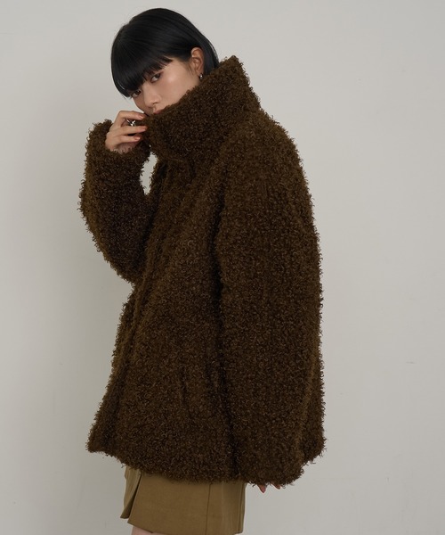 NOGLE（ノグル）の「【NOGLE/ノグル】カーリーシャギーボアスタンドコート（その他アウター・レディース・ライトベージュ/ダークブラウン・FREE）」の21枚目の写真